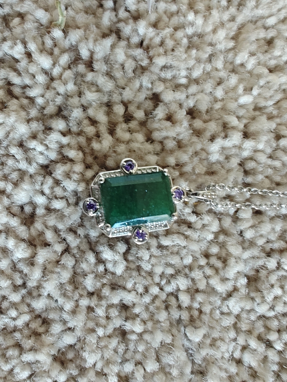 KARIS Green Adventurine With Purple Diamond Necklace